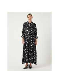 Y.A.S , Hemdblusenkleid »YASSAVANNA LONG SHIRT DRESS« , Black AOP:WHITE DOTS , N-Gr , XL -N-Gr , XL , 3/4-Ärmel und Taillennaht: betont die Figur...