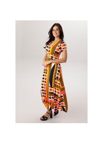 Aniston SELECTED , Damen , Maxikleid , ockergelb-orange-wollweiß-marine-rosa , N-Gr , 40 -N-Gr , 40 , Kleid in kräftigen Farbtönen und auffälliger,...