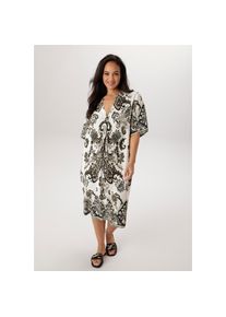 Aniston PLUS , Damen , Blusenkleid , weiß-beige-grau- , N-Gr , 46 -N-Gr , 46 , Kleid aus weich fallender Viskose