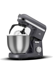 Karaca Mastermaid Chef Pro Keukenmachine mit Doppelarm-Technologie und 6 Geschwindigkeiten, K&uuml;chenmaschine, Grau