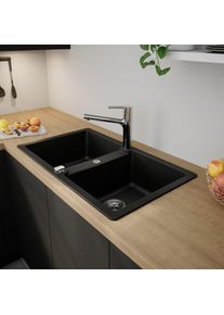 evineo line 300 &Eacute;vier de cuisine avec deux cuves l: 86 P: 50 cm, ELN200BL,