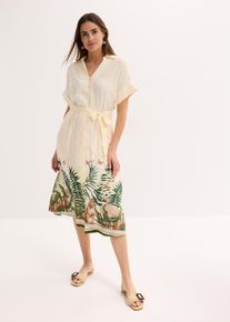 bonprix Femei Rochie tip cămașă cu imprimeu &icirc;n partea de jos, alb, 42