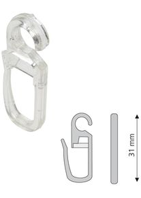 Liedeco Faltenclip Faltenlegehaken in farblos, Gr&ouml;&szlig;e B/H/L: 3,1 cm