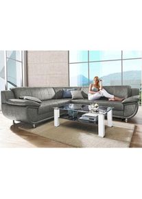 Trendmanufaktur, Ecksofa &raquo;Rondo wahlweise mit Schlaffunktion, bequeme Armlehnen, Bestseller&laquo; L-Form, wahlw.mit Federkern, F&uuml;&szlig;e chromfarben, Unser 