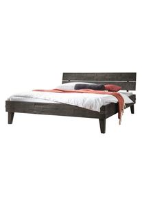 Hasena , Bettgestell &raquo;Aloa&laquo; Akazie massiv, mit Massivholzkopfteil, zwei verschiedene Liegeh&ouml;hen , grau + grau , Liegefl&auml;che L&auml;nge Breite: 200 cm...