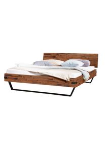 Hasena , Bettgestell &raquo;Ezzo&laquo; Akazie massiv, mit Massivholzkopfteil, zwei verschiedene Liegeh&ouml;hen , braun / anthracit + braun , Liegefl&auml;che L&auml;nge...