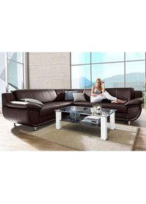 Trendmanufaktur, Ecksofa &raquo;Rondo wahlweise mit Schlaffunktion, bequeme Armlehnen, Bestseller&laquo; L-Form, wahlw.mit Federkern, F&uuml;&szlig;e chromfarben, Unser 