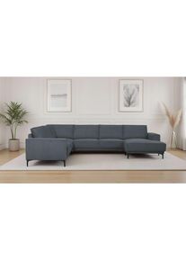OTTO home, Wohnlandschaft &raquo;OLAND U-Form, XXL, B: 342 cm, Skandi-Design&laquo; Skandi-Design in Struktur, Flachgewebe, Luxus-Microfaser, Boucle, dark grey, 