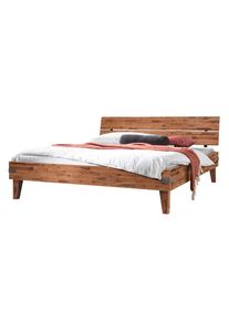 Hasena , Bettgestell &raquo;Aloa&laquo; Akazie massiv, mit Massivholzkopfteil, zwei verschiedene Liegeh&ouml;hen , braun + braun , Liegefl&auml;che L&auml;nge Breite: 200...