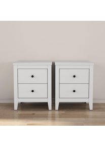 OTTO home , Nachtkommode &raquo;Borkum Nachttisch Set im Landhaus Design wei&szlig; Bestseller&laquo; Set, 2 Schr&auml;nke im Set, schwarze Griffe aus Metall, Nachttisch...