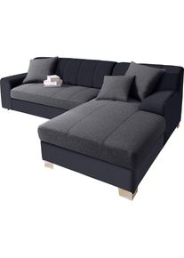 DOMO collection, Ecksofa &raquo;Turah incl. Zierkissen, moderne Steppung, auch in Leder&laquo; wahlw. mit Bettfunktion, L-Form, B/T: 239/152cm, Unser 
