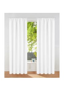 my home, Vorhang &raquo;Raja&laquo; &Ouml;sen 2 Stk. tlg. Blickdichtes Material, Einfache Montage, Pflegeleicht, &Ouml;sen Aufh&auml;ngung, wei&szlig;, Polyester, Recyceltes Material,