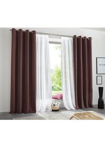 my home, Vorhang &raquo;Raja&laquo; &Ouml;sen 2 Stk. tlg. Blickdichtes Material, Einfache Montage, Pflegeleicht, &Ouml;sen Aufh&auml;ngung, braun, Polyester, Recyceltes Material