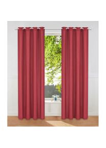 my home, Vorhang &raquo;Raja&laquo; &Ouml;sen 2 Stk. tlg. Blickdichtes Material, Einfache Montage, Pflegeleicht, &Ouml;sen Aufh&auml;ngung, rot, Polyester, Recyceltes Material, 