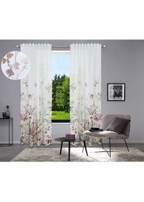 Home Affaire, Gardine &raquo;Friesach&laquo; Multifunktionsband 1 Stk. tlg. Blumenmuster, transparent, Multifunktionsband, Pflegeleicht, einladend, Polyester, 145