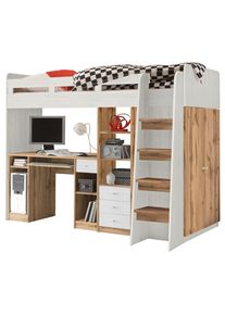 CARRYHOME Hochbett , Holzwerkstoff , seitenverkehrt montierbar , 90x200 cm , Babym&ouml;bel & Kinderm&ouml;bel, Kinderzimmer & Jugendzimmer, Kinderbetten, Hochbetten