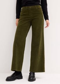 Corduroy broek in Marlene Dietrich stijl - groen - maat 50 - corduroy - bonprix