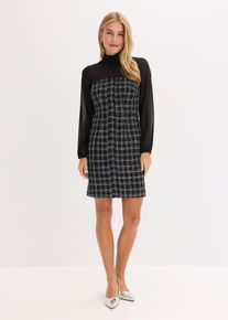 Mini jurk van boucl&eacute; met mouwen van chiffon - zwart - maat 40 - bonprix