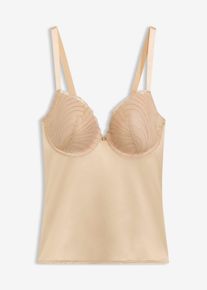 Corrigerende voorgevormde bh top met glanseffect medium corrigerend - beige - maat 80D - bonprix