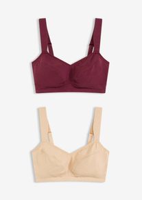Bh zonder beugels met biologisch katoen (set van 2) - beige - maat 100D - met katoen - bonprix