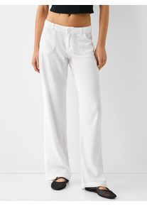 Bershka Kvinnor Byxa vit Storlek 40