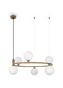 Maytoni, Pendelleuchte, Ring Pendelleuchte, H&auml;ngeleuchte 6x G9 Weiss Messing (G9)