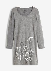 Kurzes Nachthemd mit langen &Auml;rmeln, grau, Gr&ouml;&szlig;e 48/50 (XL), Viskose, bonprix