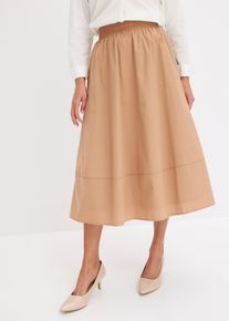 Midi Rock, braun, Gr&ouml;&szlig;e 36, mit Baumwolle, bonprix