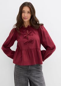 Bluse mit Schleifendetails, rot, Gr&ouml;&szlig;e 52, mit Baumwolle, bonprix