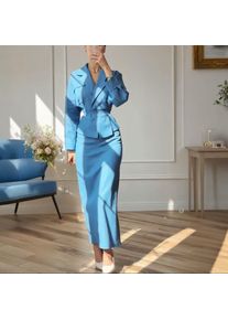 Women's 2 Piece Set Suit V-neck Elegant Skirt Pantsuit Set Business Casual Daily Work Outfits Customize