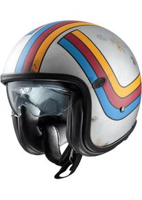 Premier Vintage Platinum Edition EX, casque &agrave; jet , couleur: Mat Argent/Orange/Rouge/Bleu , taille: M