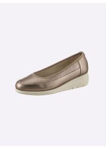 Dames Slipper in metallic kleuren in bronskleurig ,maat 36, Witt, 100% Glad leer