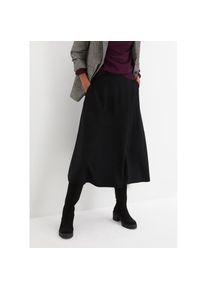bonprix, Damen, Midirock kniebedeckend, mit Eingrifftaschen, schwarz, 48, schwarz, Midirock mit ausgestellter Passform