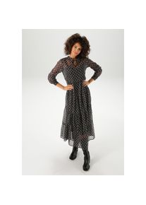 Aniston CASUAL, Damen, Maxikleid mit Jersey-Unterkleid, mit interessantem Kettendruck aus Punkten, schwarz-wei&szlig;, N-Gr, 42 -N-Gr, schwarz-wei&szlig;, Kleid 