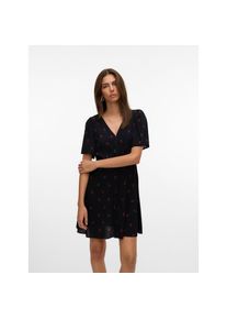 V&eacute;ro Moda Vero Moda, Damen, Minikleid &raquo;VMALBA SS SHORT DRESS WVN NOOS&laquo; Viskose, regular fit, Black AOP:Cherries, N-Gr, XS -N-Gr, Black AOP:Cherries, Regular Fit