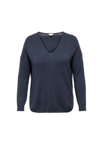 Only CARMAKOMA, Damen, V-Ausschnitt-Pullover &raquo;CARMARGARETA LS PULLOVER KNT NOOS&laquo; Viskosemischung, regular fit, Ombre Blue, S, Ombre Blue, Pullover von