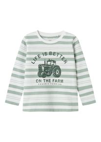 name it, Drenge, Shirts 'NMMLANDON', Pastelgr&oslash;n / M&oslash;rkegr&oslash;n / Hvid, St&oslash;rrelse 122/128