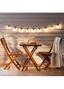 Ambia Garden Balkonset, Akaziefarben, Holz, 3-teilig, Akazie, massiv, X-Form, 60x55x74 cm, Tisch klappbar, Stuhl klappbar, Gartenm&ouml;bel, Gartengarnituren, Balkonm&ouml;bel-Sets