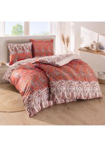 Irisette unisex Bettw&auml;sche in apricot-bedruckt ,Gr&ouml;&szlig;e 80x80/135x200 cm, Witt, 100% Baumwolle