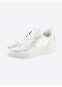 Jana Damen Sneaker mit Einschlupf ohne B&uuml;cken in wei&szlig;-gemustert ,Gr&ouml;&szlig;e 37, Witt, 70% Lederimitat, 30% Textil