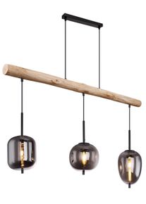Globo BLACKY Pendelleuchte Naturfarben, Schwarz, 3-flammig