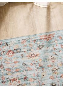 benuta Basic Couloir George Turquoise 80x240 cm - Tapis poil ras / effet us&eacute;