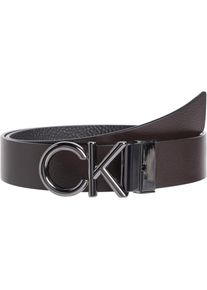 Calvin Klein, Herren, Lederg&uuml;rtel &raquo;ADJ/REV CK METAL BOMBE PB 35MM&laquo; mit CK-Logoschlie&szlig;e, Black/Brown, Black/Brown, G&uuml;rtel von Calvin Klein