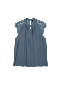 V&eacute;ro Moda Vero Moda, Damen, Spitzentop &raquo;VMMILLA SL LACE TEE&laquo; Materialmix, regular fit, China Blue, S, China Blue, Elegantes Top mit Spitze von VERO MODA