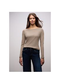 Street One, Damen, Langarmshirt &raquo;Style Lanea&laquo; mit U-Boot Ausschnitt, light terra mocha, 46, light terra mocha, Shirt f&uuml;r Damen von Street One