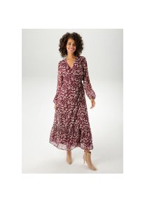 Aniston CASUAL, Damen, Wickelkleid mit grafischen Blumendruck - jedes Teil ein Unikat, bordeaux-sand, N-Gr, 38 -N-Gr, bordeaux-sand, Gef&uuml;ttertes Kleid
