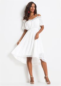 bonprix Femei Rochie cu bretele, cu tiv asimetric, alb, 40