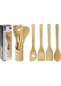 Koopmann Lot de 5 ustentsiles de cuisine en bambou