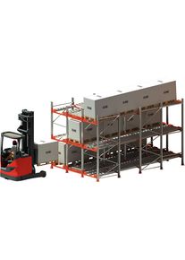 Palletstelling met doorloop, met rollenbanen (FILO), voor 36 EUR-pallets
