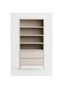 Mid.you Regal , Kaschmir , Holzwerkstoff , 3 F&auml;cher , 2 Schubladen , 77.5x165x40 cm , Wohnzimmer, Regale, B&uuml;cherregale